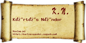 Kürtös Nándor névjegykártya